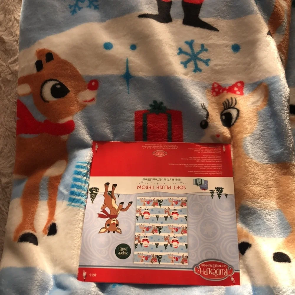 Rudolph Red Nosed Reindeer Soft Plush Throw Blanket